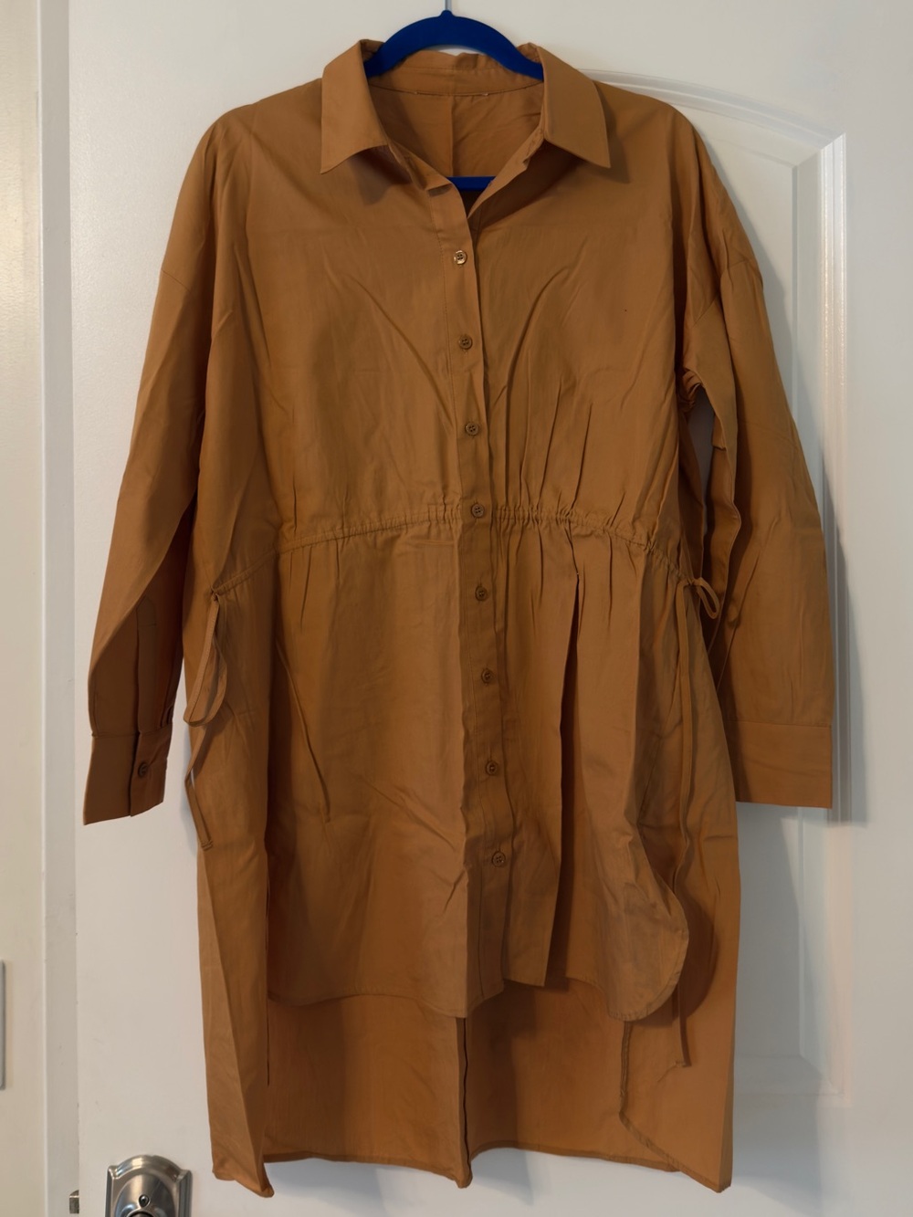 Oversized Button-Up Dress with Side Ties